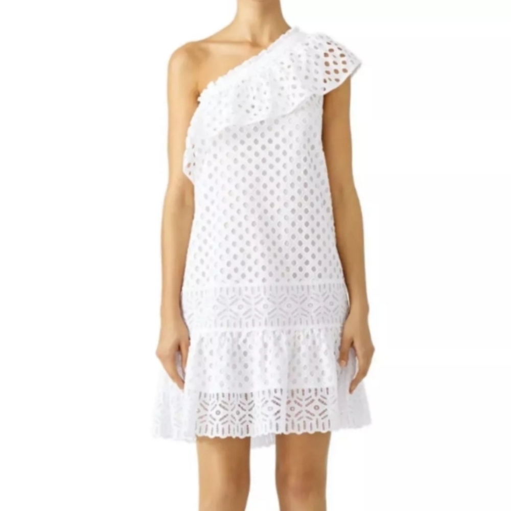 Tory Burch Zoe One-Shoulder Eyelet Dress